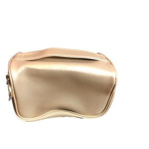 Estée Lauder Gold Tone Cosmetic Makeup Toiletries Pouf Tote Bag